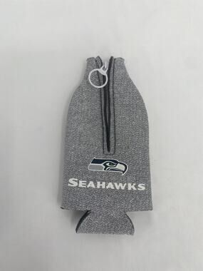Seattle Seahawks Silver Sparkle Beer Coozy Zipup Cover